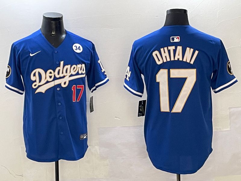 Men Los Angeles Dodgers #17 Ohtani Blue Gold Game 2025 Nike MLB Jersey style 9->los angeles dodgers->MLB Jersey